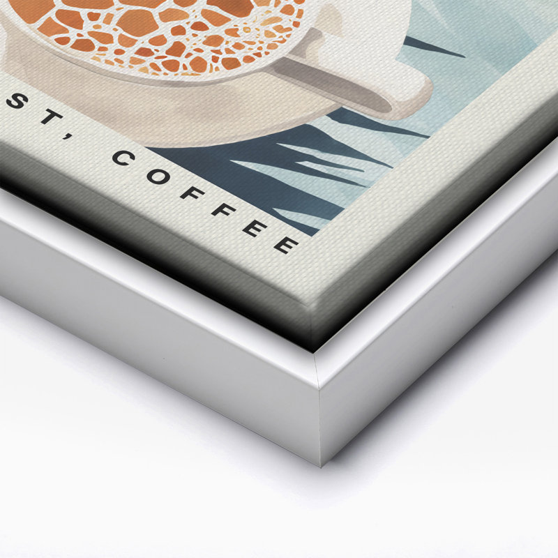 But But, Coffee, Canvas, 24"H x 32"W, White Framed