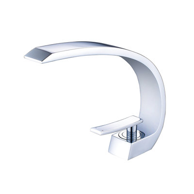 Robinet de salle de bain moderne - Robinet de lavabo monotrou avec finition nickel et côté