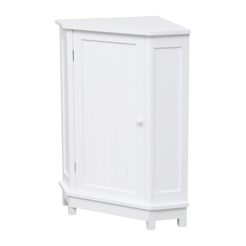 Bathroom Cabinet Triangle Corner Storage Cabinet with Adjustable Shelf, White