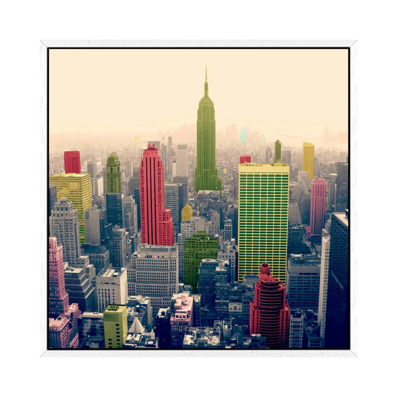 New York City Pop 2 1 Piece Wall Art on Canvas, 93.98 cm H x 93.98 cm W, White Framed