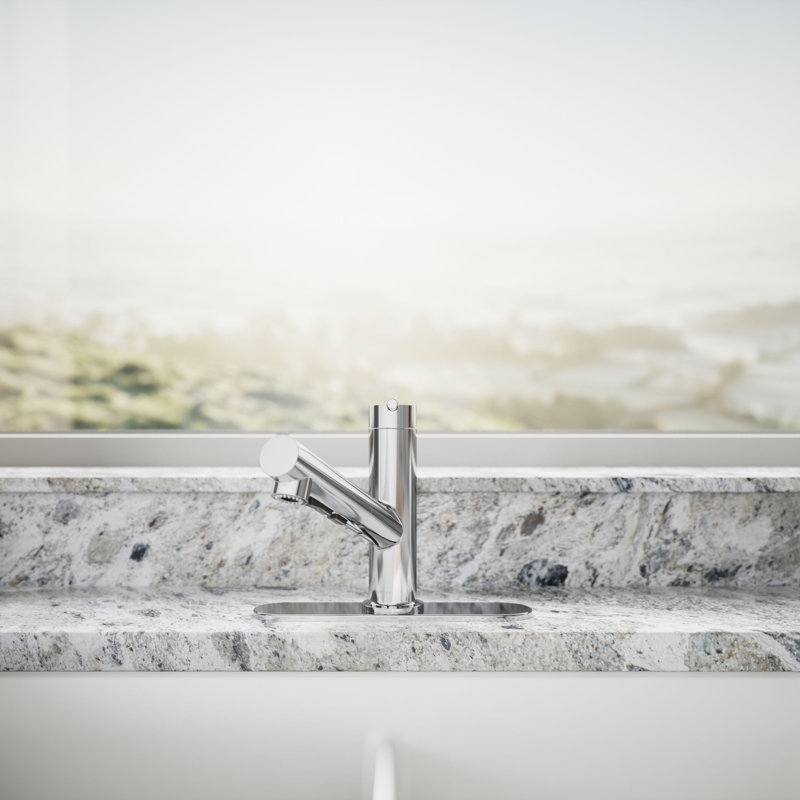 Crue Pull-Out Kitchen Sink Faucet, Pull-Out Laundry Faucet with Three-Function Sprayhead, Polished Chrome