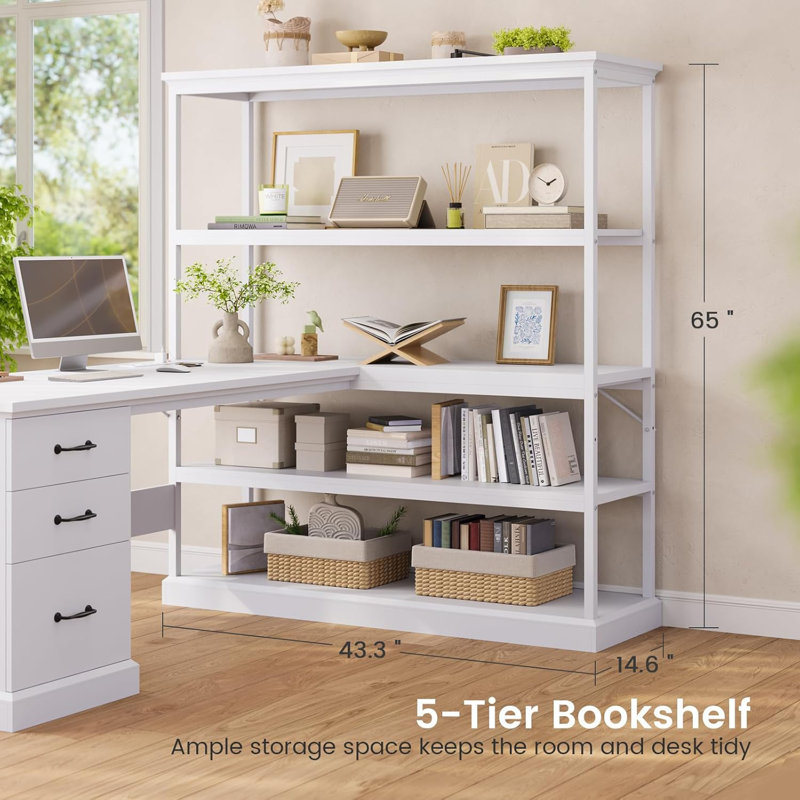 Bureau en L, Blanc / blanc