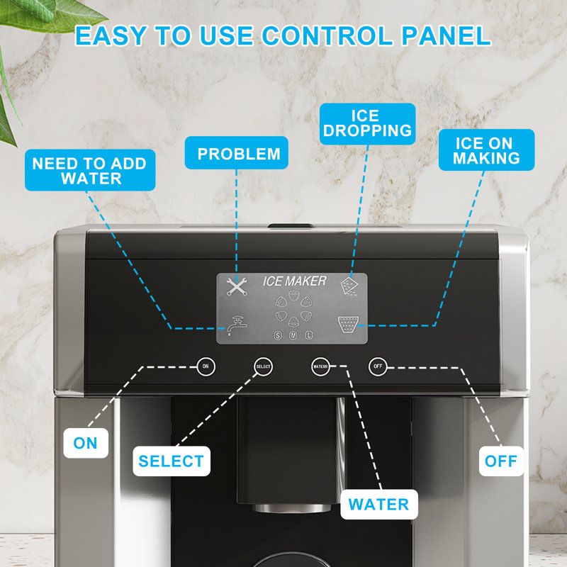 2-in-1 Bottleless Ice Maker with Cold Water, Water Dispenser with 33lbs/24H Ice Production, Self-Cleaning Ice Machine with Water Line Supply, 3 Size Bullet Cube, Ideal for Home, Party, Office, RV,Whisperquiet & Touchscreen Control(Black)