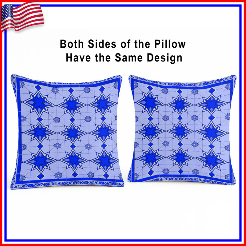 Coussins décoratifs bleus à motif d'étoile, 26 x 26 pouces