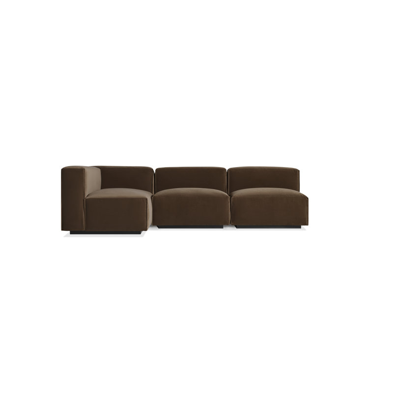 Cleon Modular Sectional, Coffee Velvet Polyester Blend, Right Hand Facing