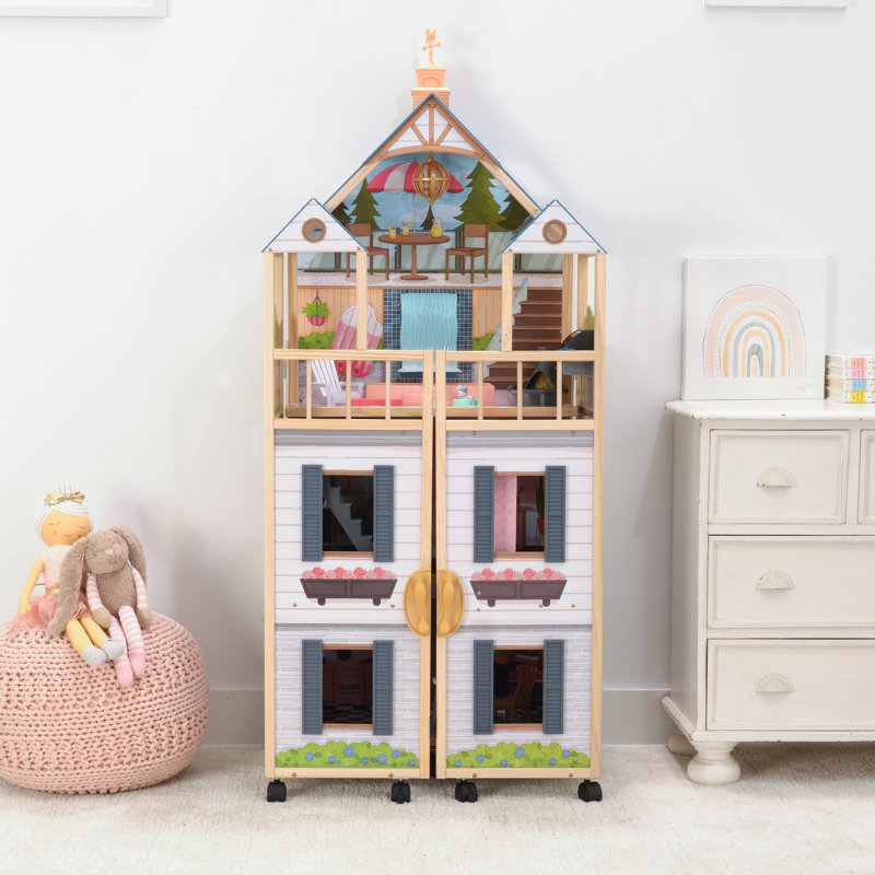 Secret Reveal Wooden Mansion Dollhouse With Lights, Sounds And 47 Accessories