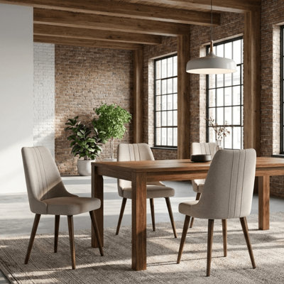 Still Dining Chair Set of 2 Walnut Finish Upholstered Performance Fabric