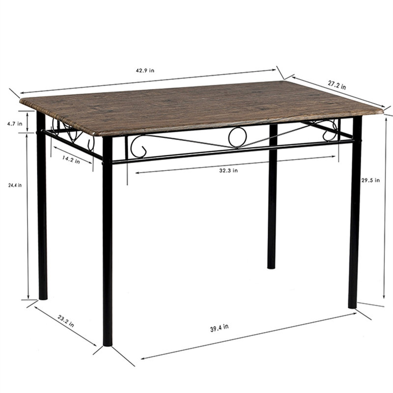 Ensemble repas pour quatre personnes, Noyer, Noir