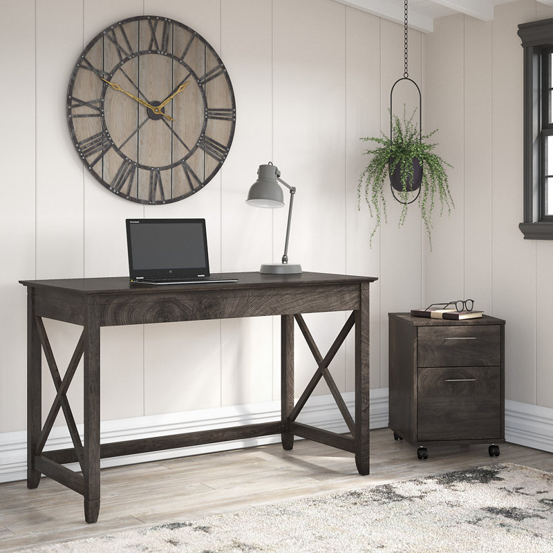 Bureau Ovia, Noyer blanc gris foncé / noyer blanc gris foncé
