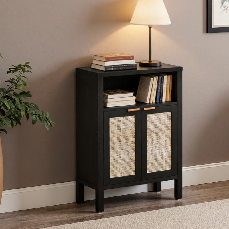 Armoire de style nordique, armoire à café, buffet avec rangement, avec tablette réglable, Noir patiné
