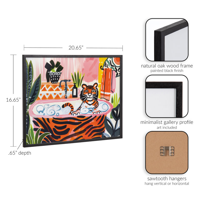 Art mural mignon avec salle de bain, H 20,65 po x l 16,65 po, Cadre noir