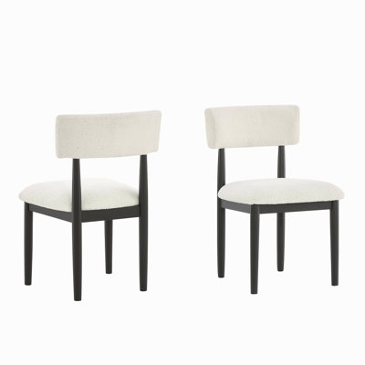 Boucle Upholstered Dining Chairs, Set Of 2