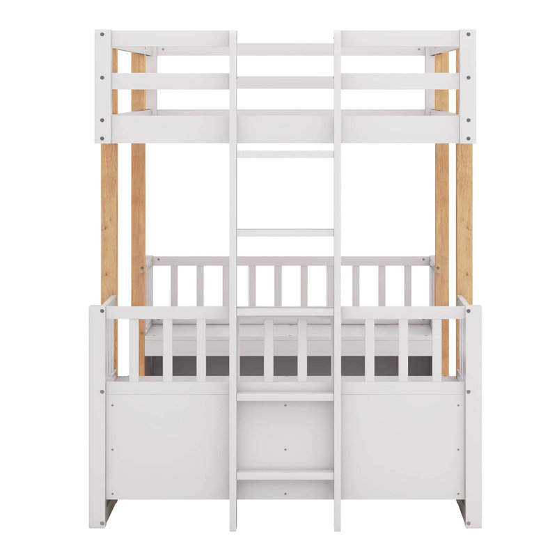 Jaeline Bunk Bed with Built-in Desk and Three Drawers, Twin