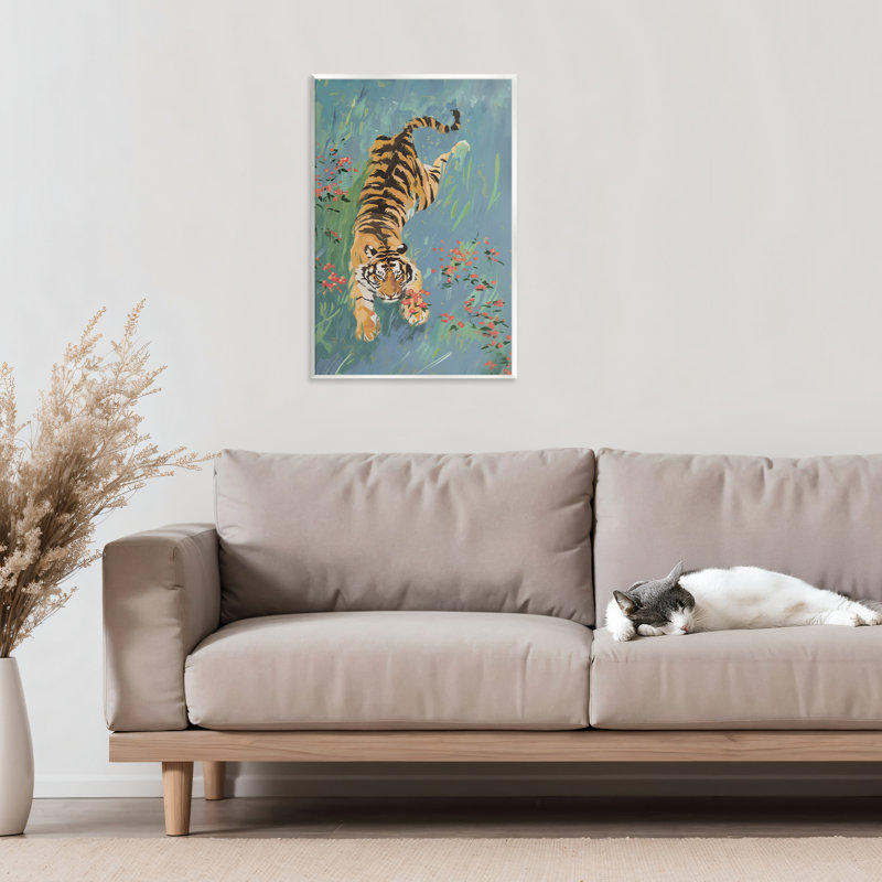 Plaque murale tigre brûlant, design par Amanda Tsoukanelis, H 19 po x l 13 po