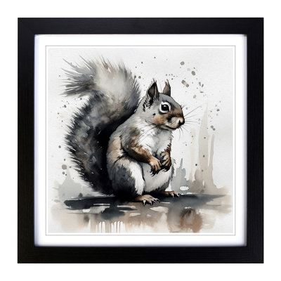 Squirrel Ink Wash - Framed Print