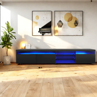 LED Storage TV Stands & Entertainment Centers, Black MDF Modern Home