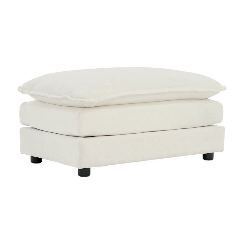 S-Shape Velvet Fabric Ottoman Makeup Stool Footstool, White