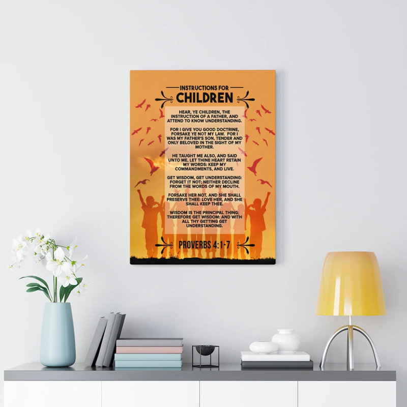 Instructions For Children Proverbs 4:1-7 - Wrapped Canvas Print, 76cm H x 61cm W