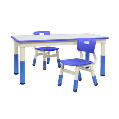 ECR4Kids Dry-Erase Rectangular Activity Table with 2 Chairs, Adjustable, Kids Furniture -  ELR-14438-BL