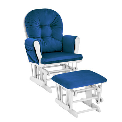 Mason Glider And Ottoman White Wood And Fabric