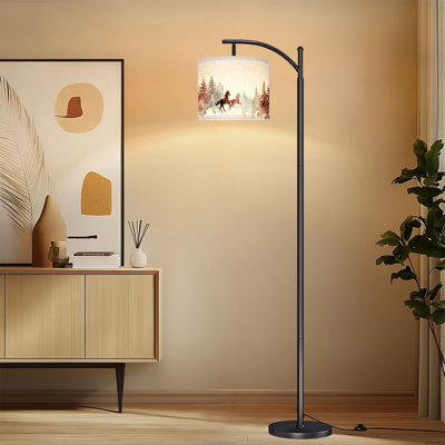 Lampe sur pied à arc avec abat-jour réglable Western Horses rose cheval sauvage rétro Boho Farmhouse