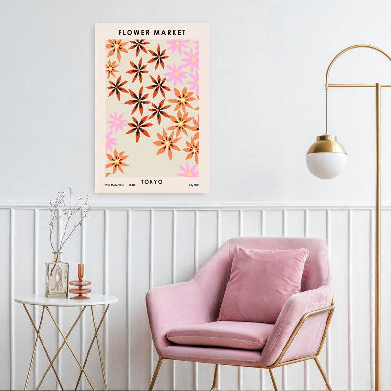 Art contemporain, plante à fleurs, H 24 po x l 16 po