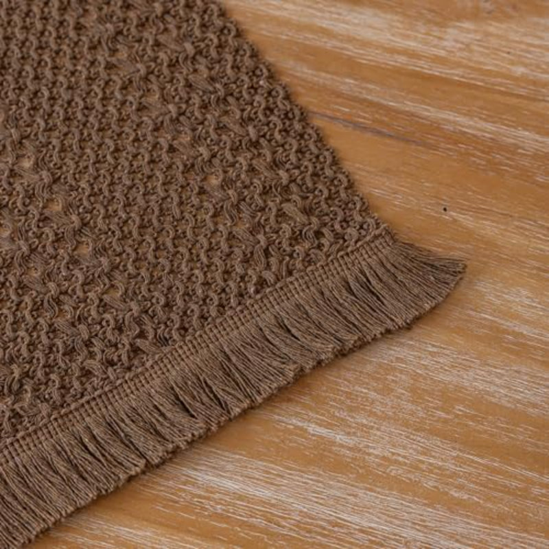 Fall Thanksgiving Boho Macrame Brown Table Runner 13x48 Inch