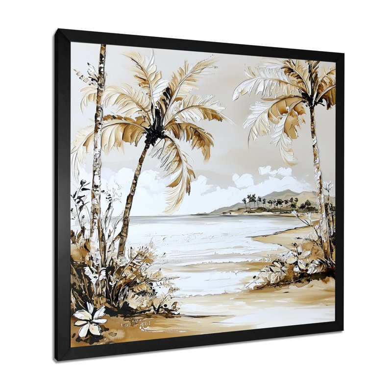 Maui's Beach, paysage de palmiers tropicaux III - palmiers, art mural, Reproduction encadrée, Noir, H 16 po x l 16 po