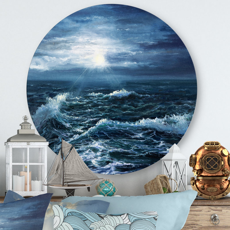 Soleil à travers les vagues de l'océan - reproduction d'art, H 23 po x l 23 po x p 1 po
