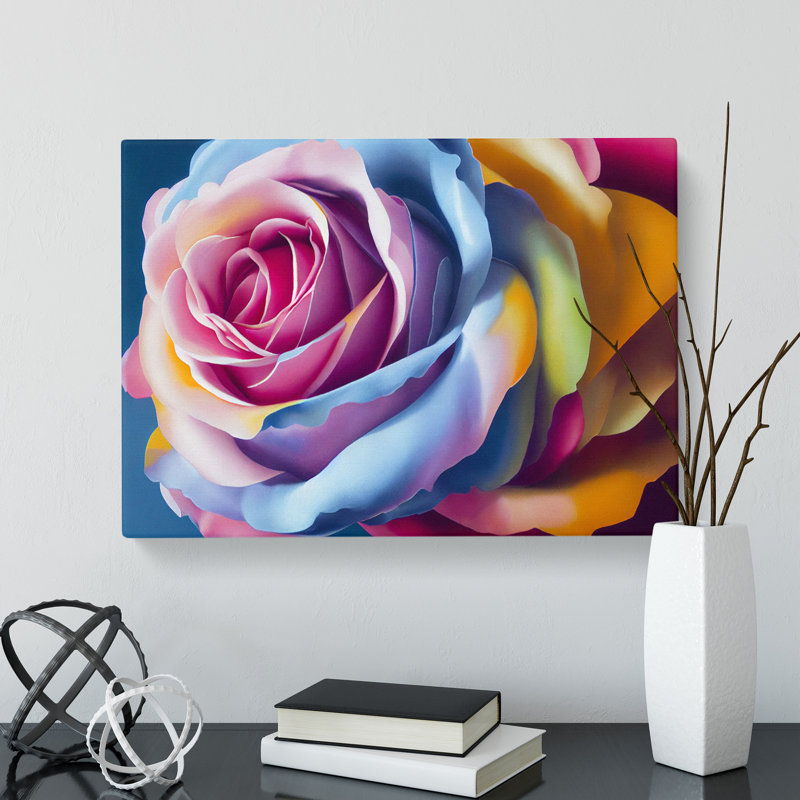 Lively Rose Flower - Wrapped Canvas, 35cm H x 50cm W x 3cm D