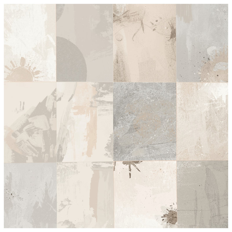 Couvertures abstraites à blocs gris beige, L 60 po x H 80 po