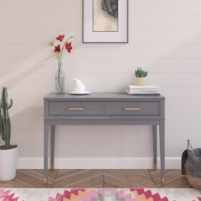 104.39Cm Console Table spacious drawers MDF, Graphite Grey