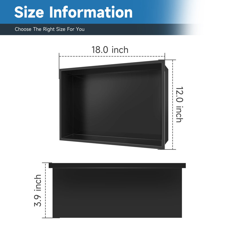 8 po X P 12 po H x 4 po D Shampoo - Savon standard double niche en noir mat, Noir mat