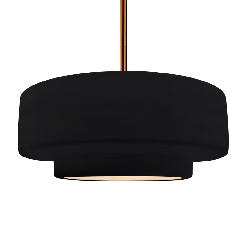 Luminaire suspendu à 1 lumière Meydan, Noir brillant / blanc mat, H 6 po x l 16,25 po x P 16,25 po, Laiton brossé