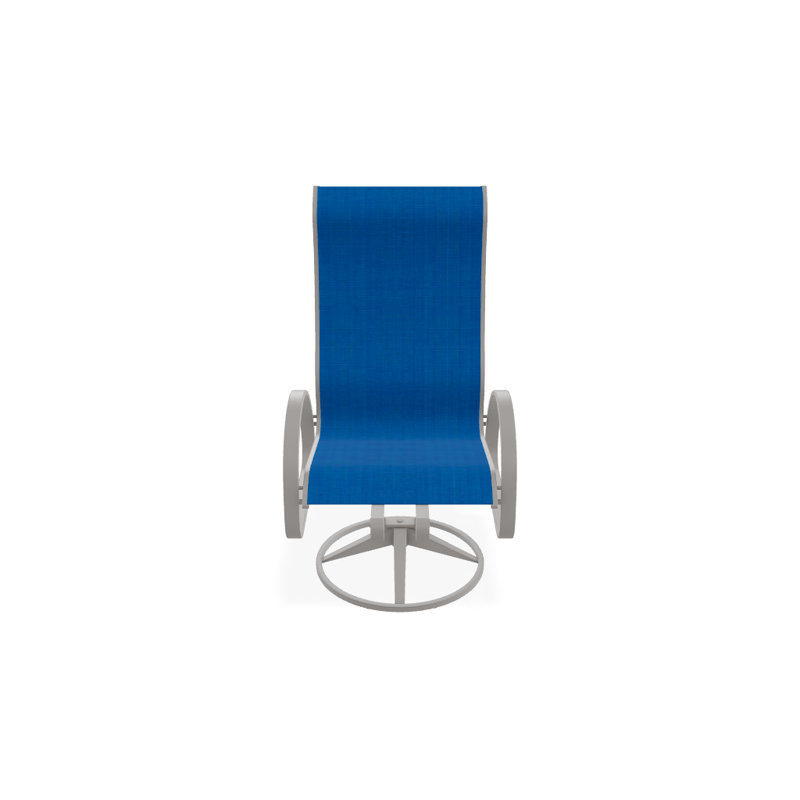 Fauteuil de patio pivotant Hiraku, Gris chaleureux texturé, Bleu pacifique 28D