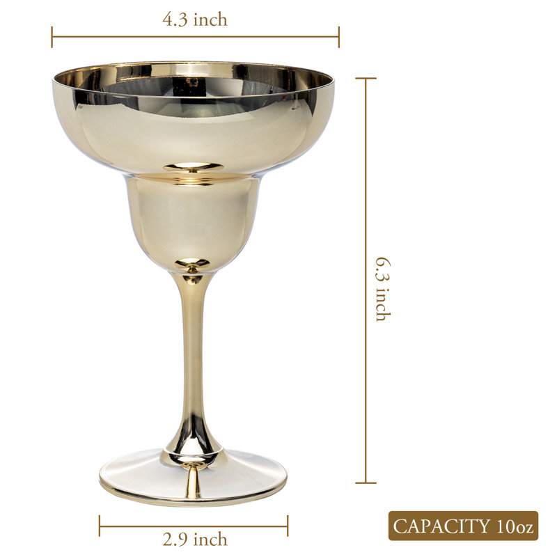 4 Piece 296ml Margarita Glass Set, Gold