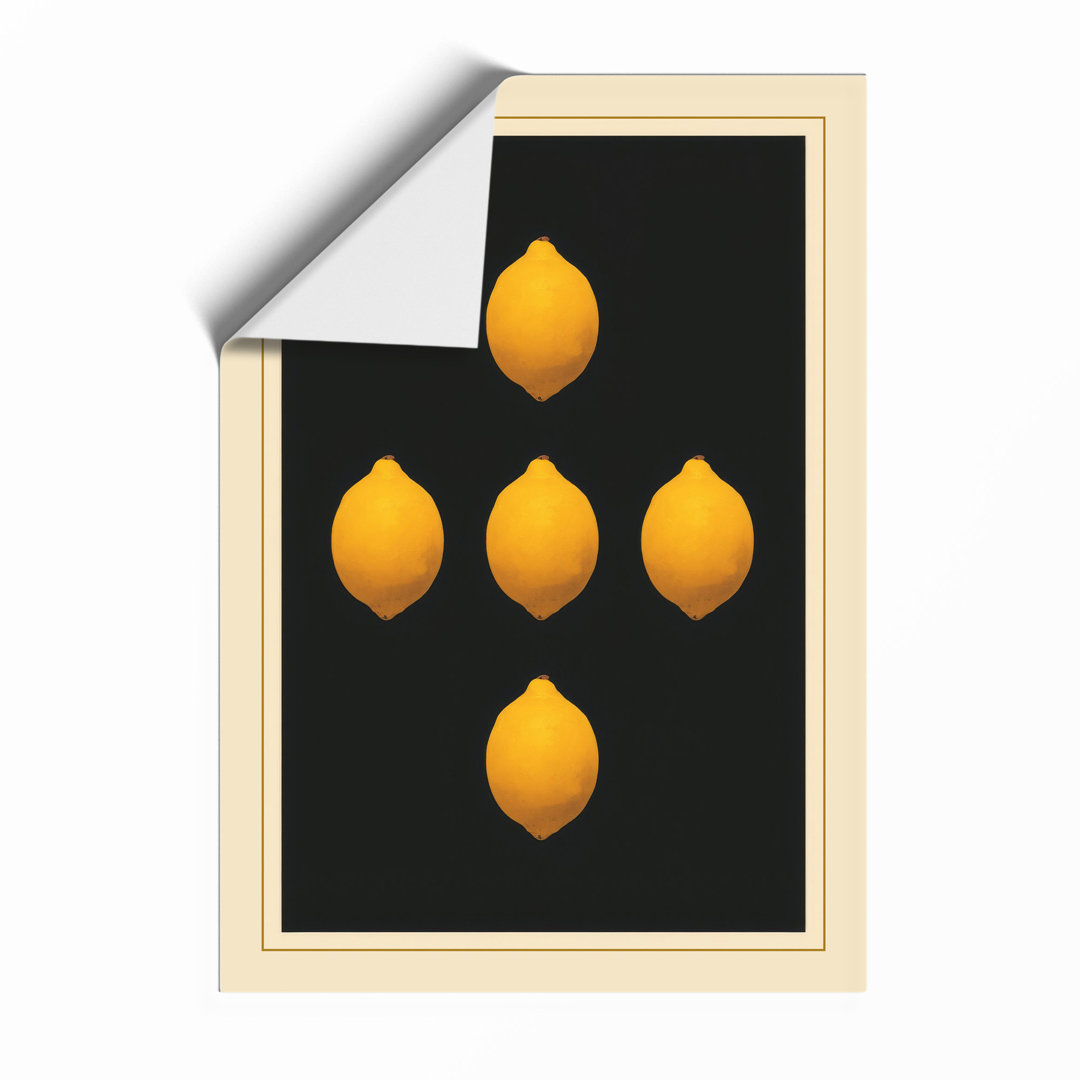 Five Golden Lemons Minimalist Framed Art Print
