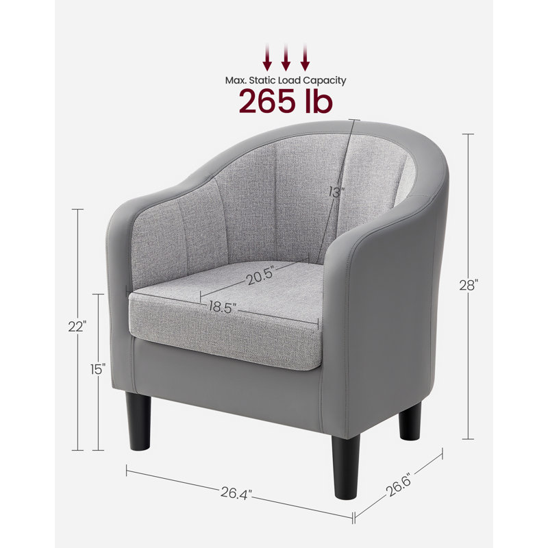 Fauteuil demi-tonneau Alina, Mélange de tissu gris mystique à aspect lin