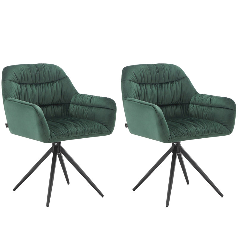 Carmel 47cm H Velvet Upholstered Metal Armchair, Dark Green