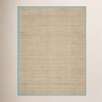 Natural Teal Bamboo Seagrass Rug