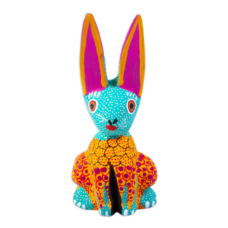 Figurine de lapin zapotèque faite à la main en bois