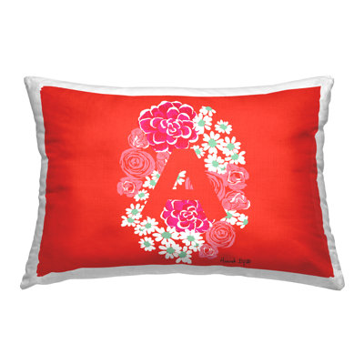 Floral Initial Letter A Decorative Printed Throw Pillow Design by Hannah Louise Byatt