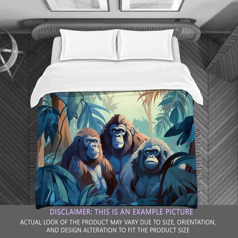 Gorilla Animal Blue Bedding, King Comforter