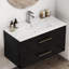 Lavabo de salle de bain en céramique blanche de 36 pouces, convient à un meuble-lavabo de 36 pouces, trou de robinet pré-percé, design minimaliste moderne, durable et facile à nettoyer