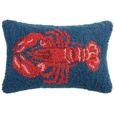 Lobster Wool Hook Petite Throw Pillow
