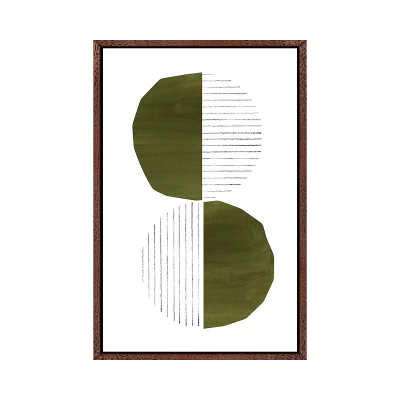 Dark Green Circles by Whales Way - Painting on Canvas, 101.6cm H x 66.04cm W x 3.81cm D, Classic Brown Wood Framed