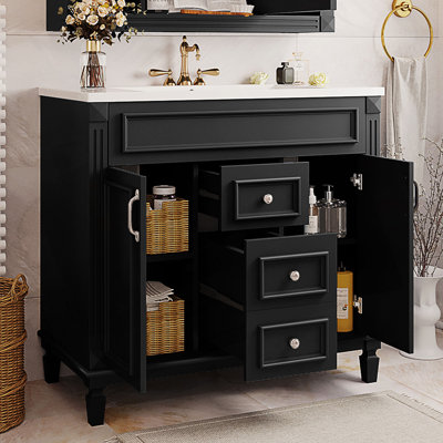 Bathroom Vanity With Top Sink, Modern Bathroom Storage Cabinet With 2 Soft Closing Doors And 2 Drawers