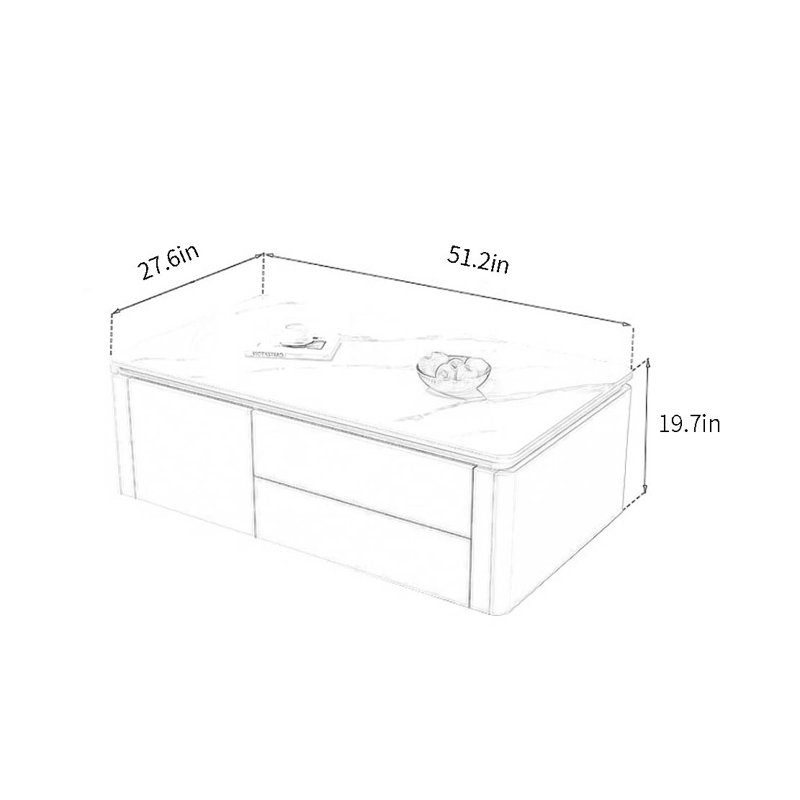 Table basse moderne simple, H 19,7 po x L 51,2 po x l 27,6 po, Noir