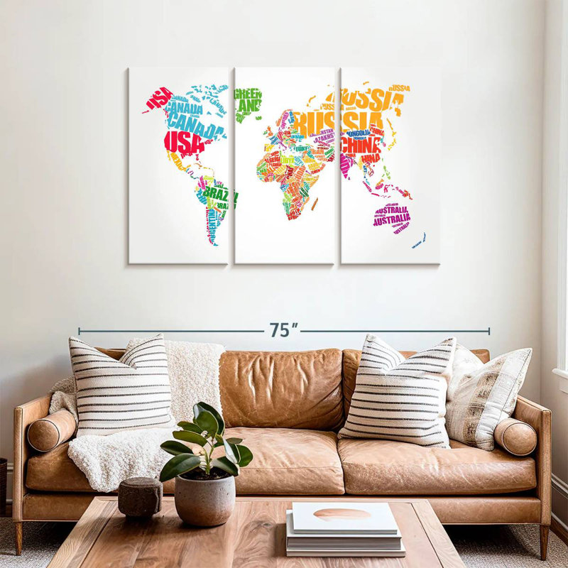 Aliaz Countries World Map, 36" H x 57" W