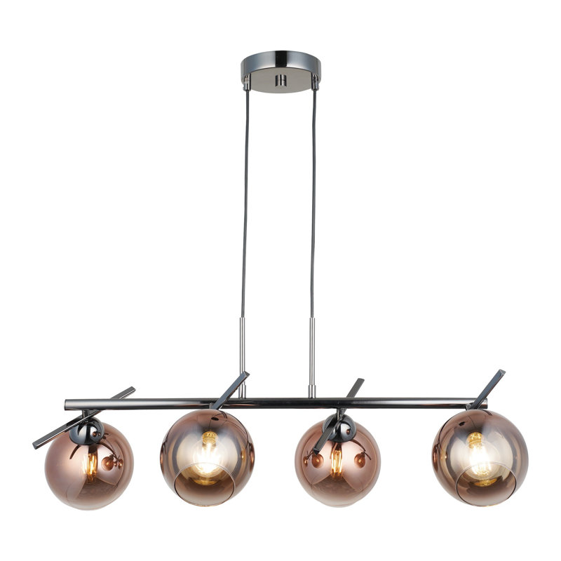 Cobalt Metal Chandelier, Adjustable Height 19.7 - 31.5 inches | Ø5.9 inches Glass Cap | 4 x E27 Max 40W Socket | Elegant Design for Living Room, Dining Room & Entryway | IP20 Rated, Stylish & Modern Lighting Solution